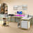 U-Shaped Desk With Power Outlets & LED Lights, Reversible Computer Desk With Storage Drawers & Shelves-1438347760