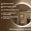 Round Frameless LED Light Anti-Fog Wall Bathroom Vanity Mirror In Polished Crystal-393169338