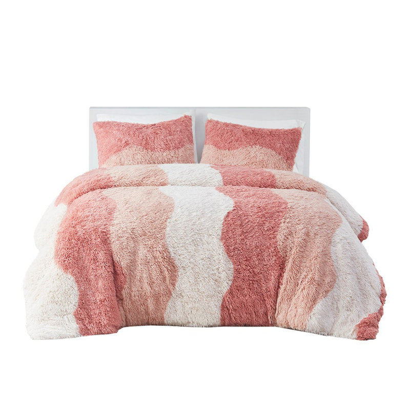 Ensemble d'édredon en fausse fourrure, Édredon pour lit simple + 1 taie décorative stan