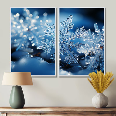 Flocons de neige scintillants II - paysage d'hiver sur toile