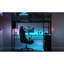Lit simple mezzanine en métal avec tablette à DEL, bureau et rangement - Structure noire avec tablettes fonctionnelles-747864142