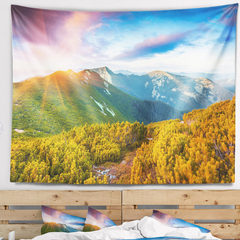 Tapisserie de soleil vif en polyester carpathian avec accessoires suspendus inclus, H 32 po x l 39 po