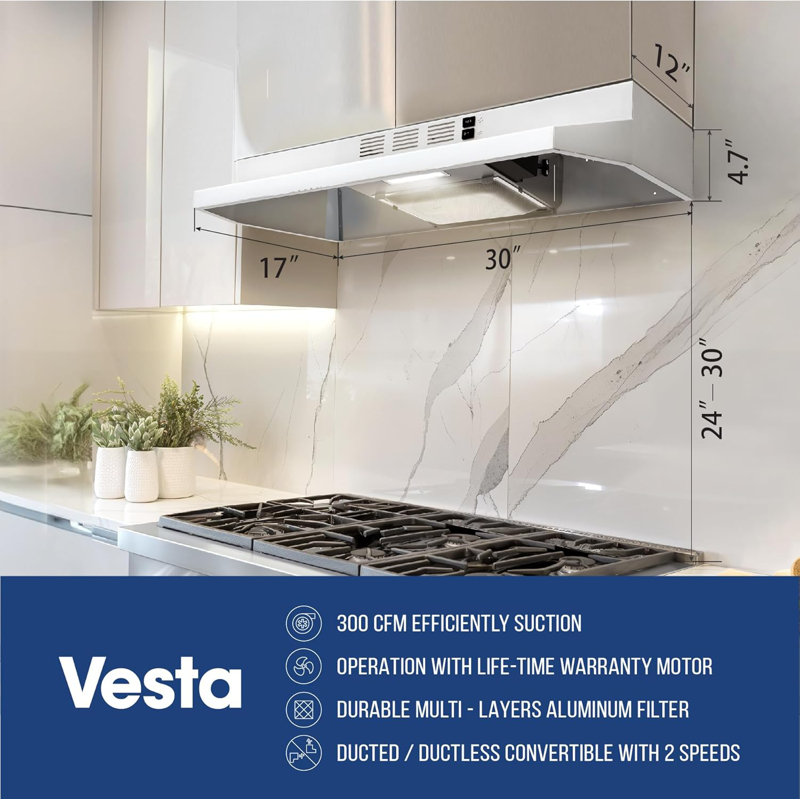 Hotte de cuisine en acier inoxydable convertible avec conduit de 30 po Vesta Cincinnati
