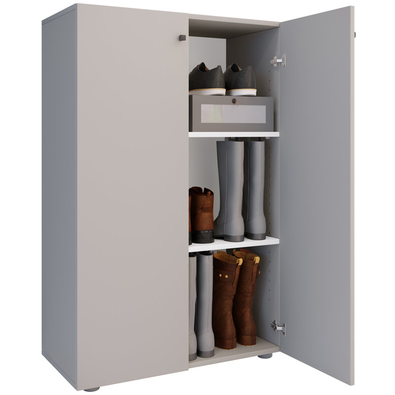 9 Pair Shoe Storage Cabinet, Grey/Brown/Blue