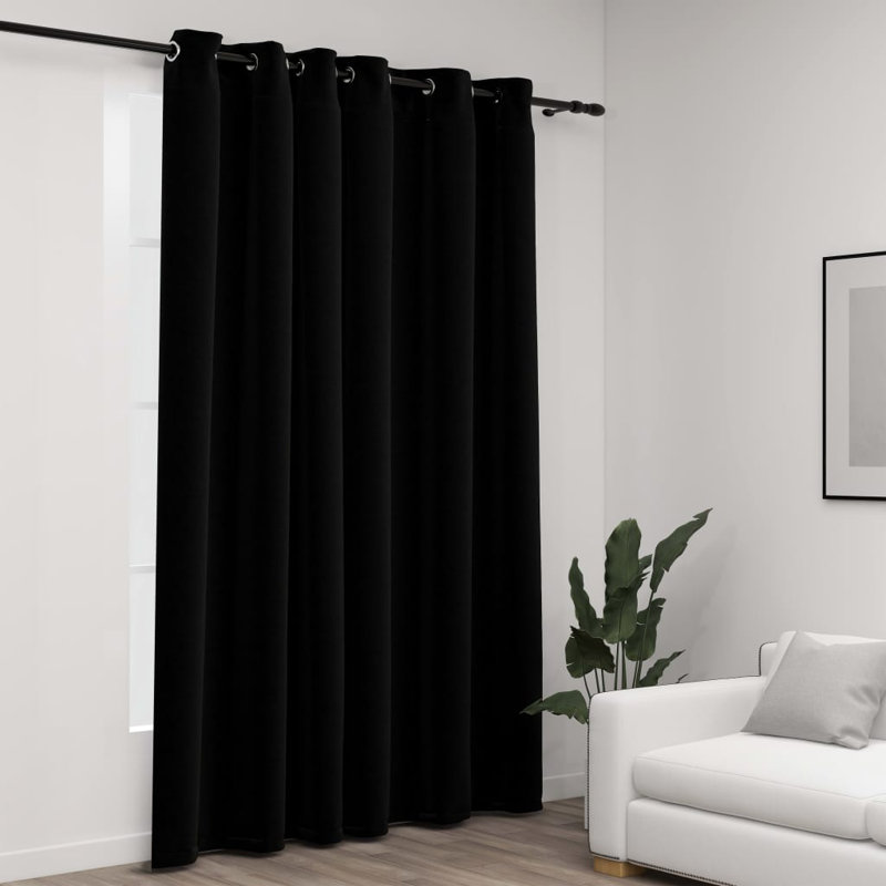 Cezaria Blackout Curtain Single Panel, Black