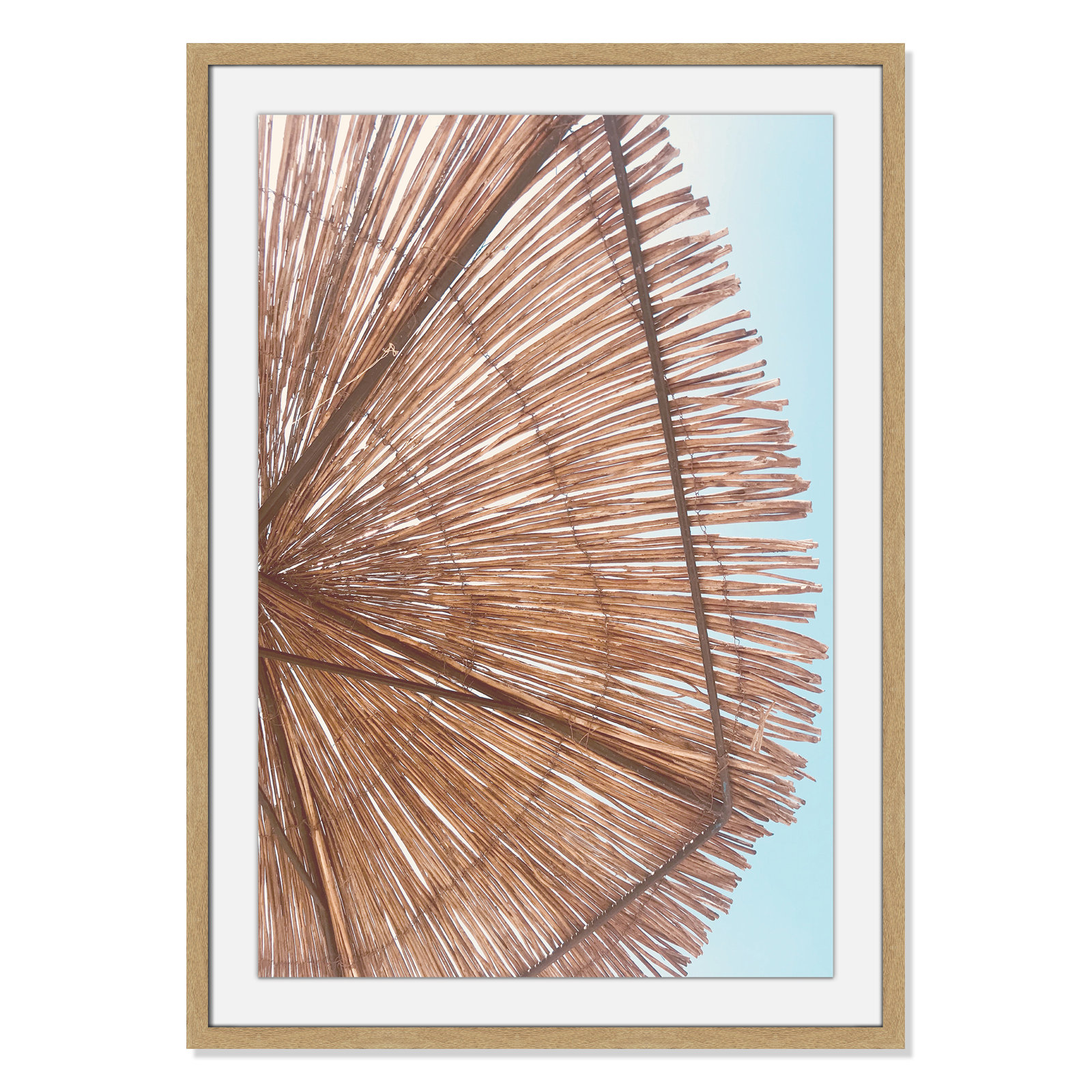 Rosy Straw Umbrella - Picture Frame Photograph, 41.50" H x 29.50" W x 1.25" D, Natural