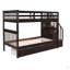 Lit superposé simple au-dessus de simple avec trois tiroirs pour chambre à coucher, dortoir Stairway-306795439
