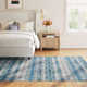 Paint Chip Blue Machine Washable Rug
