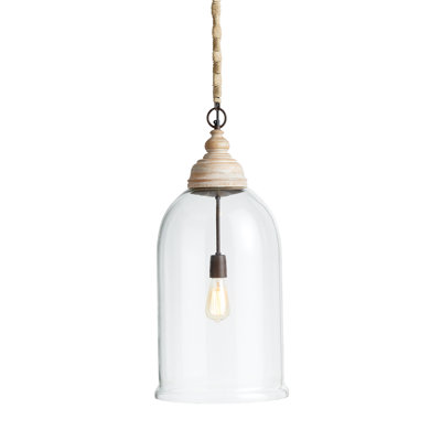 Bridgit Single Light Glass Wood Pendant