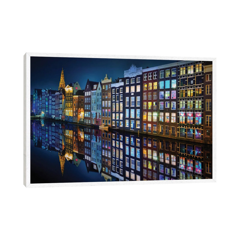 Amsterdam Mirror by Juan Pablo De Miguel - Print on Canvas, 66.04cm H x 101.6cm W x 3.81cm D, White Framed