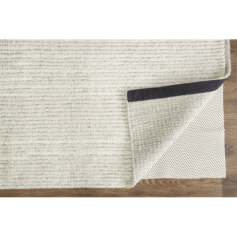 Alford Wool Striped Area Rug in Ivory, Rectangle 8'6" x 11'6"