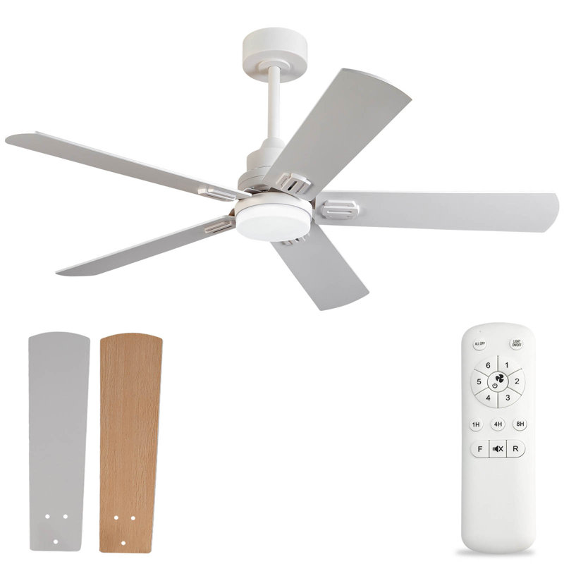 Ventilateurs de plafond avec lumières, 210 tr / min, Blanc, Bois naturel