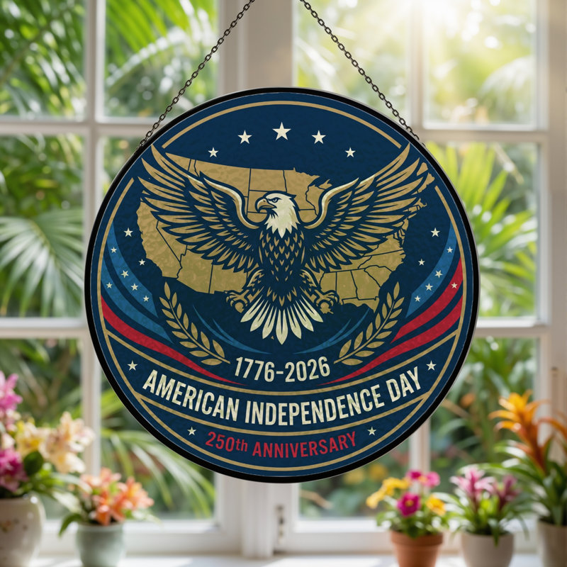 Panneau de fenêtre en verre pour décoration intérieure American Eagle USA 250th Anniversary - H 12 po, H 12 po