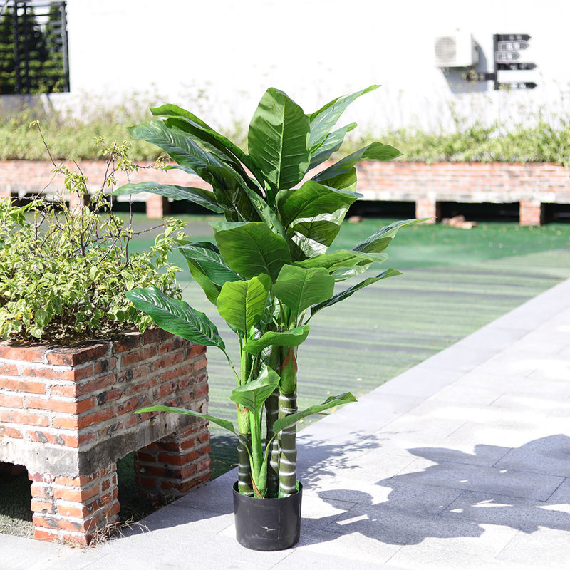 Artificial Tropical Plant with Plastic Flowerpot Home and Office Plant Decoration, 190cm H x 15cm W x 32cm D