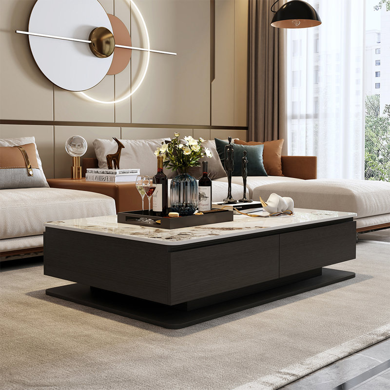 Table rectangulaire légère et luxueuse, H 16,9 po x L 47,2 po x l 23,6 po, Noir, noir, noir, noir