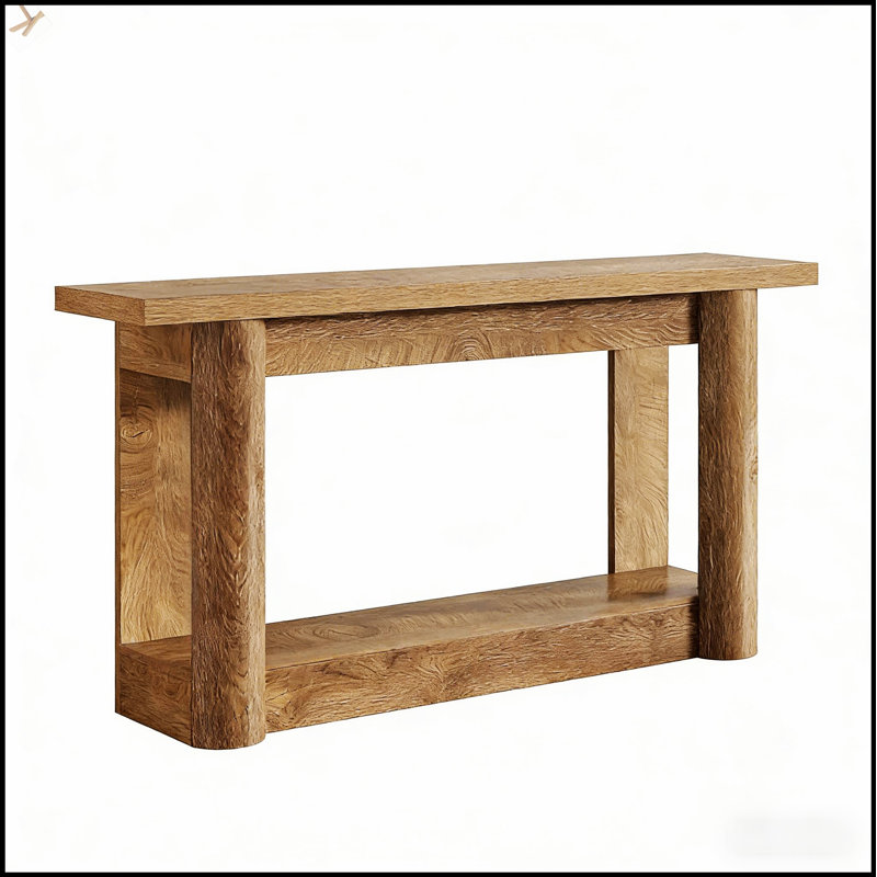 2-Tier Foyer Table With Rustic Charm And Spacious Storage, Perfect For Entryways And Living Rooms, Oak