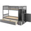 Lit superposé simple au-dessus de simple / double avec structure stable et rangement - Gris / double-118036419