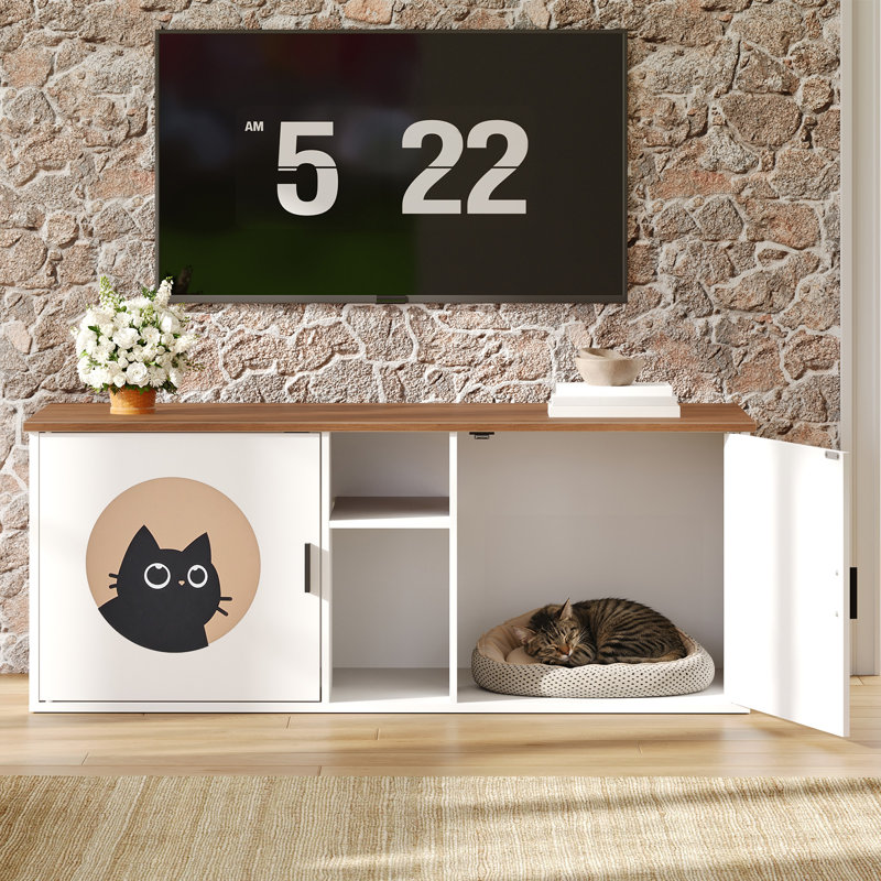 Cat Litter Box Enclosure Furniture, Walnut
