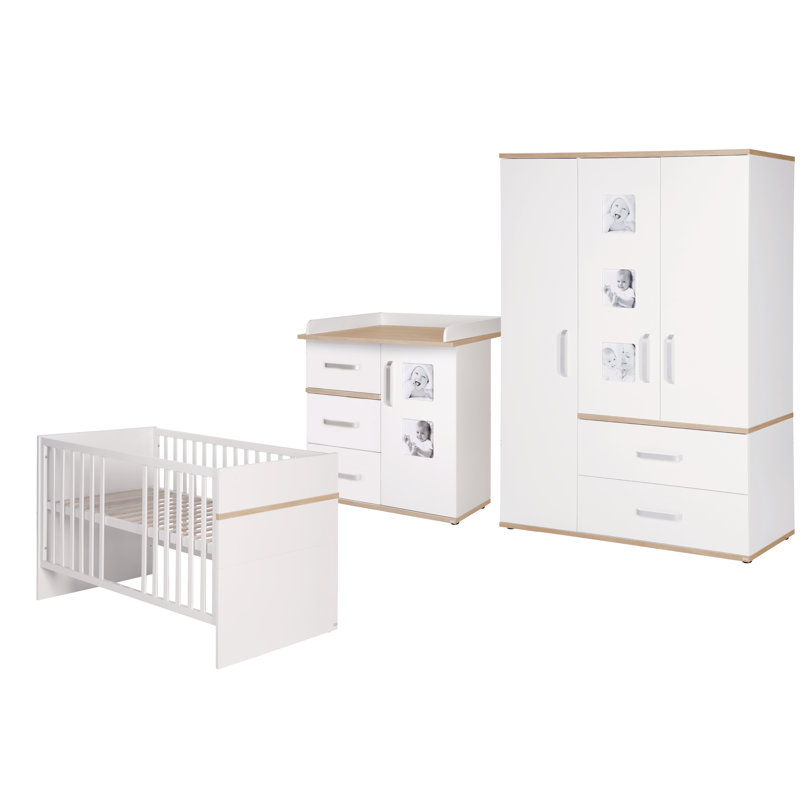 Pia Cot Bed 3-Piece Nursery Furniture Set, Standard (H 102cm x W 94cm x D 78cm)