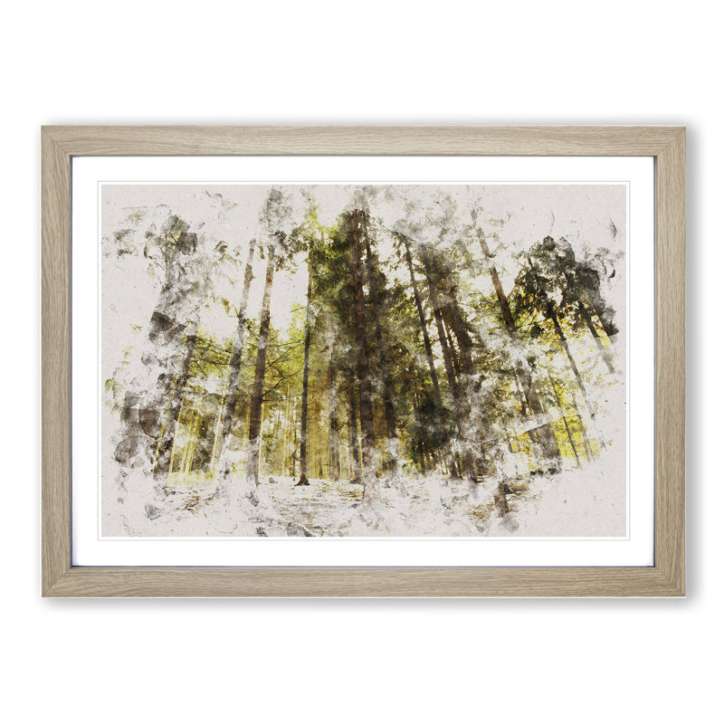 Green Forest Vol.3 - Picture Frame Graphic Art, 48cm H x 65cm W x 2cm D, Oak Framed