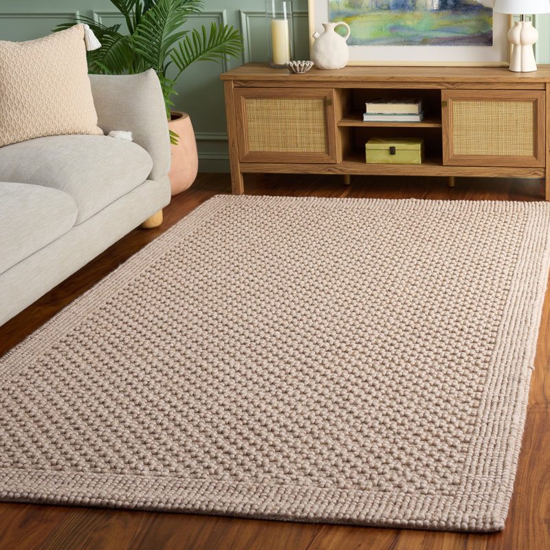 Natura Hand Woven Wool; Cotton; Recycled P.E.T Geometric Indoor Rug, Rectangle 5' x 8'