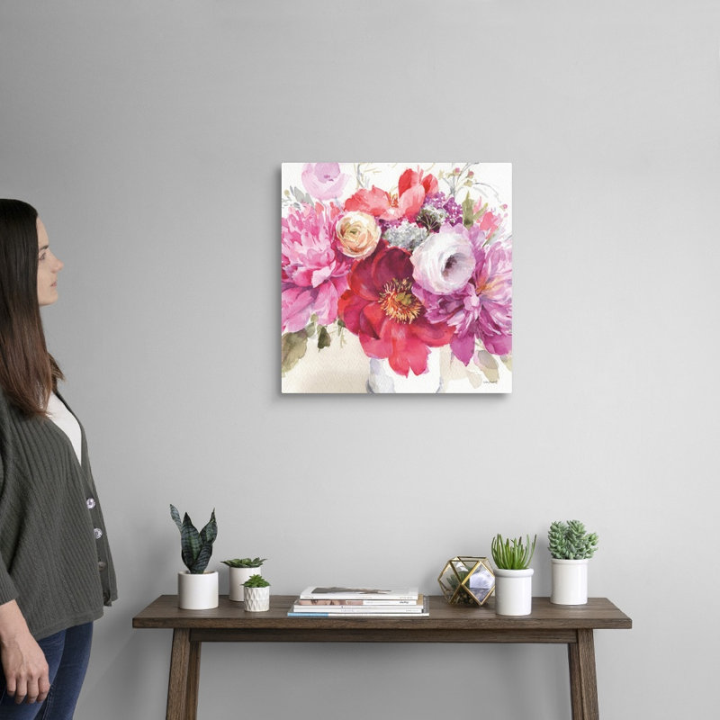 Visiblement rose 01 carré par Lisa Audit - reproduction d'art, Toile tendue, H 20 po x l 20 po x P 1,25 po