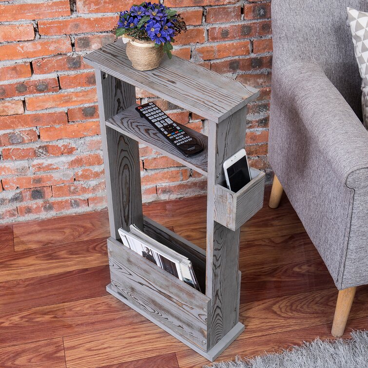 Shalton Solid Wood Floor Shelf End Table with Storage