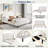 Upholstered Platform Bed With Wingback Headboard And Retro Leg Design