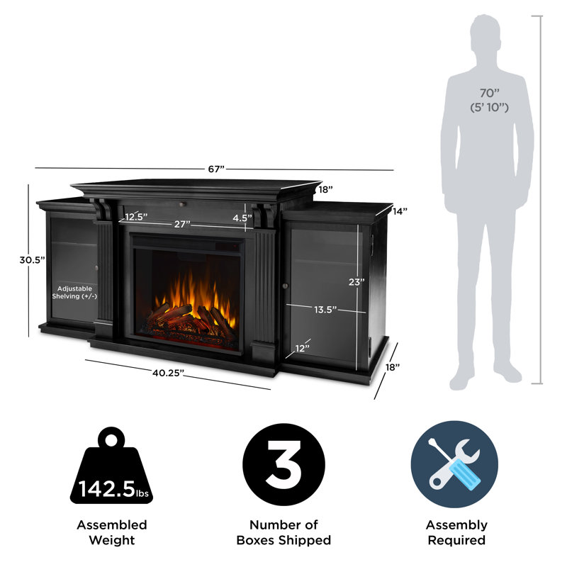 Calie 67'' TV Stand with Fireplace, Black