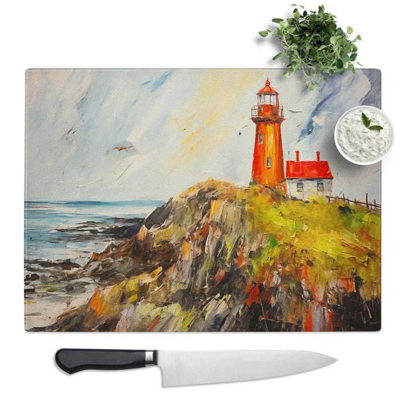 Lighthouse Gestural  Glass Chopping Board