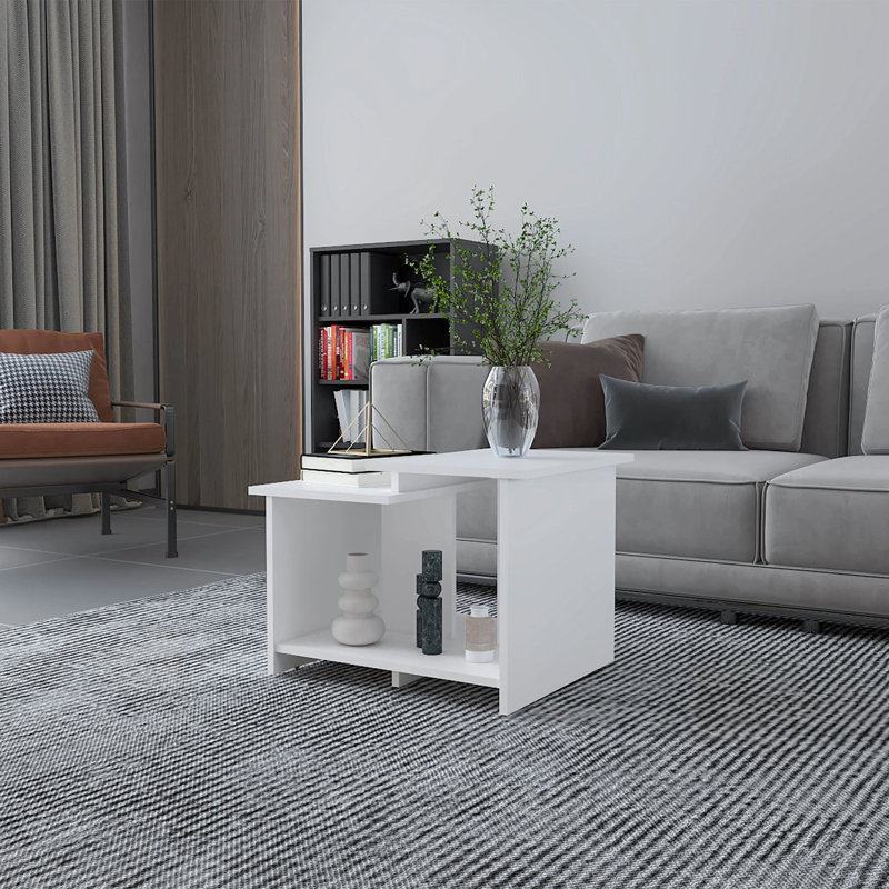 Coffee Table With Open Storage Modern Coffee Table, White