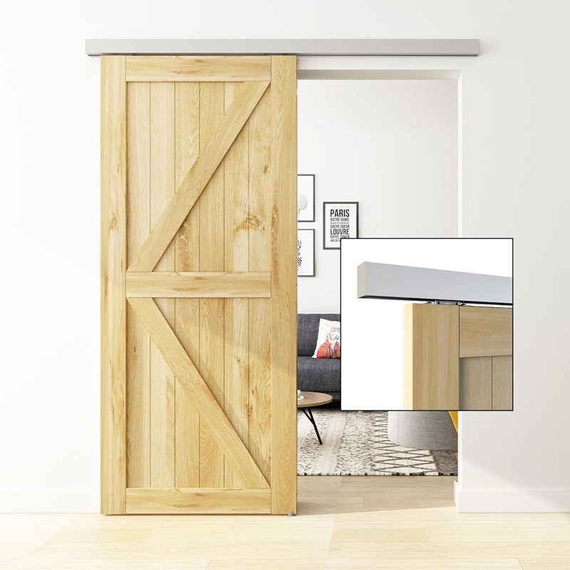 Sliding Standard Single Track Barn Door Hardware Kit(Doors Not Included), Silver