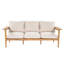  Canapé d'extérieur en bois d'acacia 3 places avec coussins, finition teck clair et beige Terassi