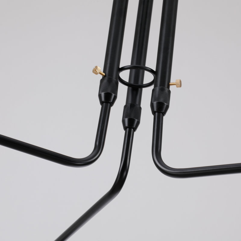 Three Arm Ceiling Lamp Pivoting Rotating Black Arm Shade Semi Flush Mount, 22.04" H x 82.67" W x 82.67" D