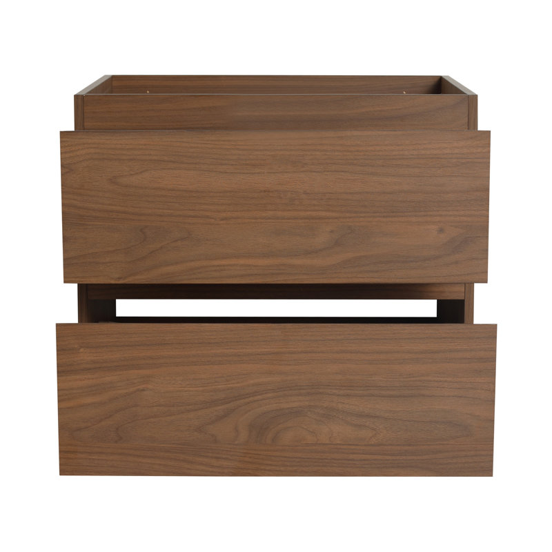 Meuble-lavabo de salle de bain 24 po avec lavabo en résine et 2 tiroirs à fermeture en douceur, 24", Brown
