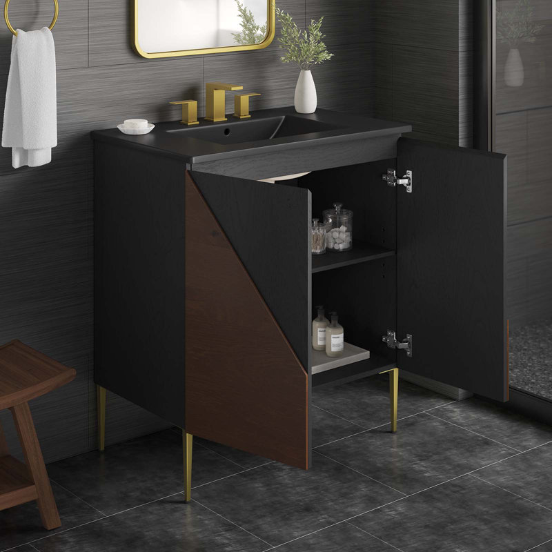 Meuble-lavabo sur pied simple Alchimist de Modway, Noir, 30"