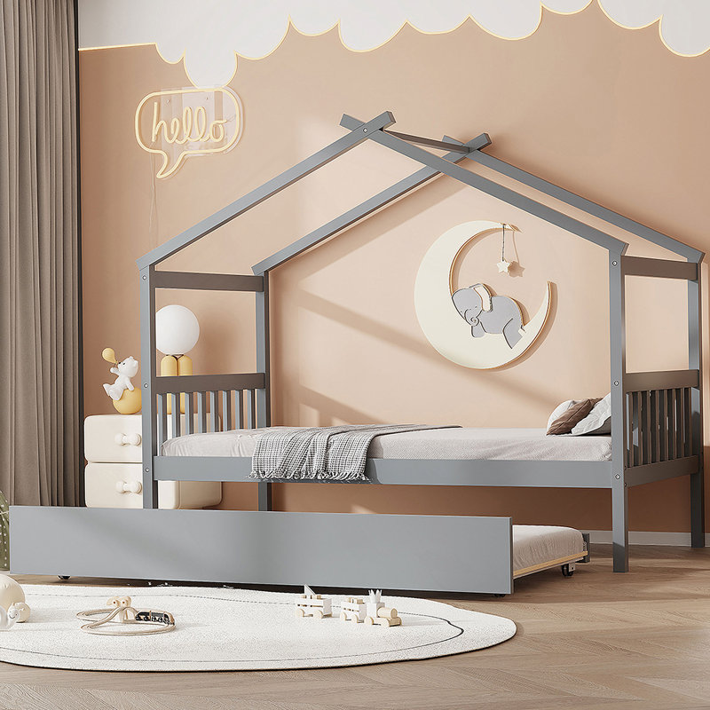 Lit simple en bois avec lit gigogne Imaginative pour enfants, encourageant la créativité et maximisant l'espace dans la chambre