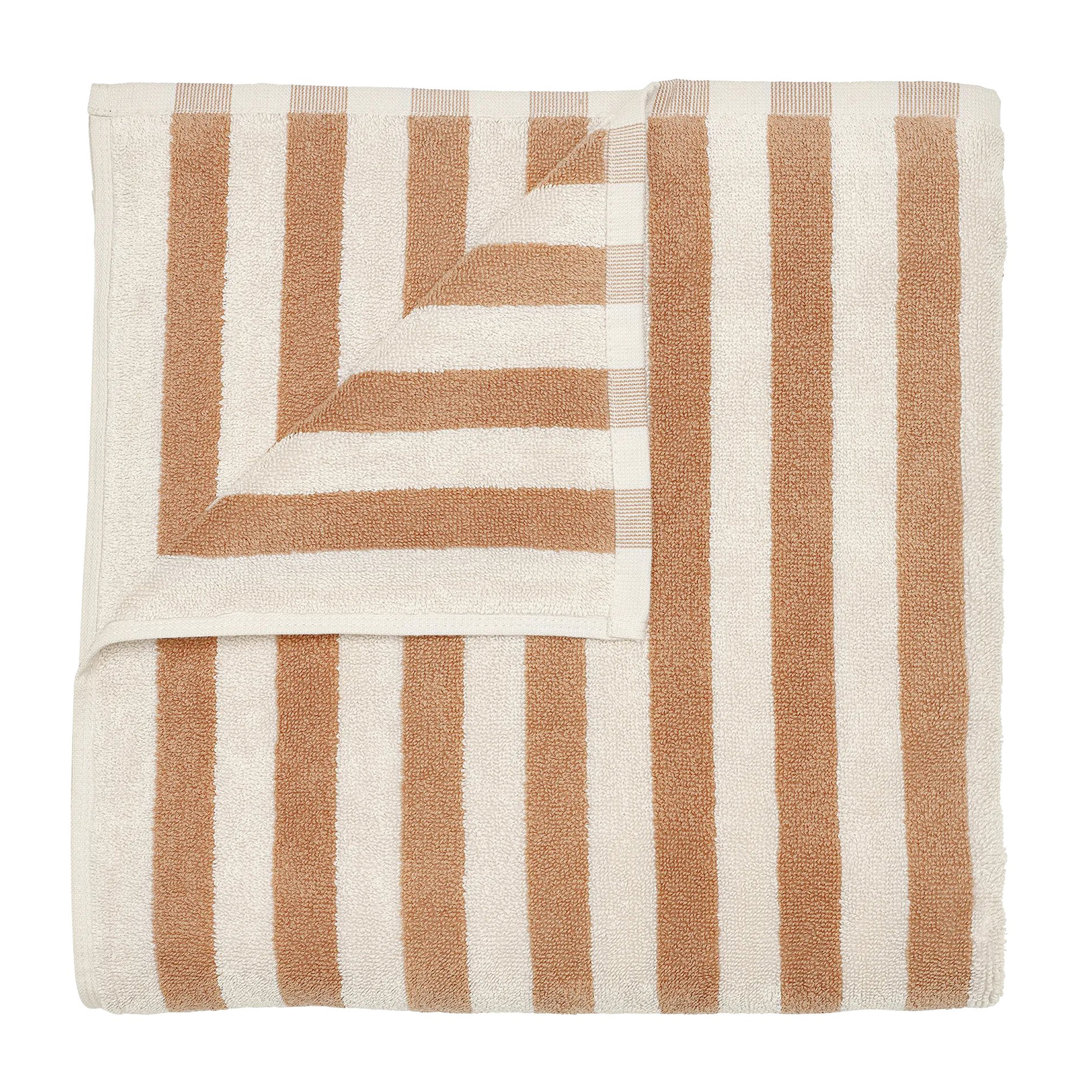 Blomus ARTO Stripes Bath Towel - Moonbeam/Amber Brown