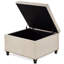 Grand repose-pieds de rangement carré avec pieds en bois, table basse capitonnée avec garniture cloutée pour l'espace de vie-898443758