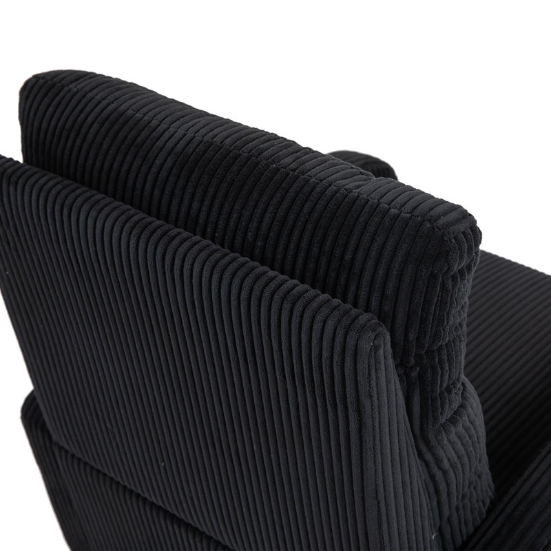 Upholstered Swivel Glider Rocking Chair, Black Corduroy