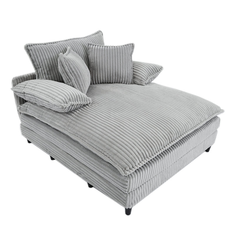 54.75" W Oversized Chaise Lounge Chair, Gray