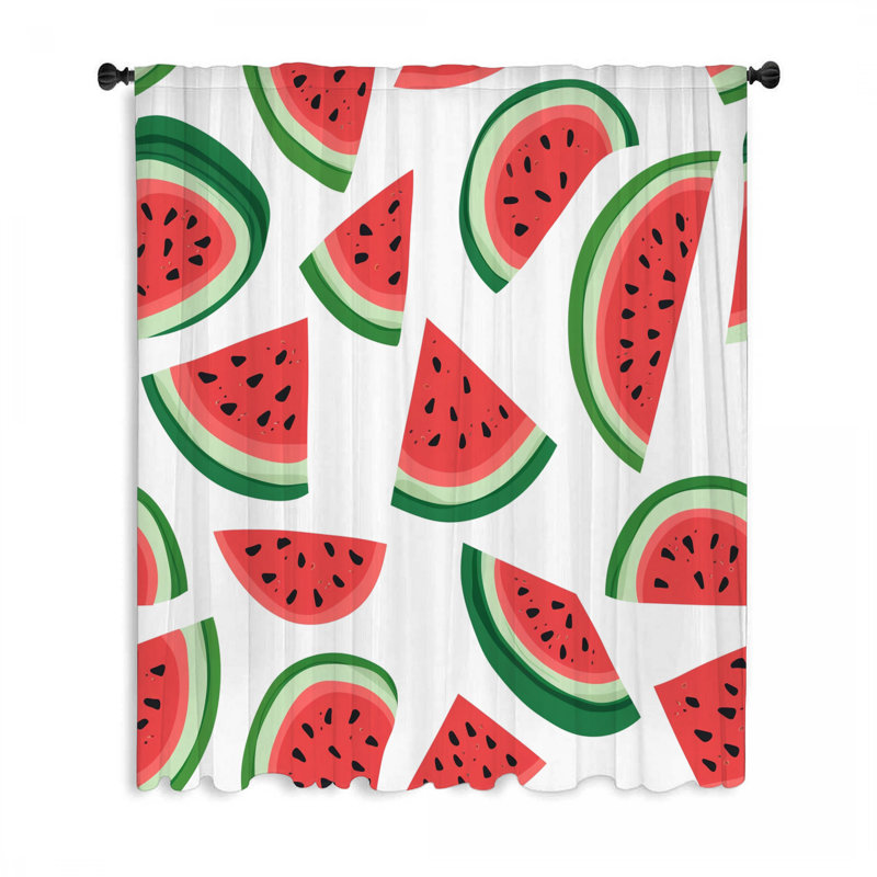 Fruit Window Curtains, Watermelon Blockout & Sheer Curtains - 1 Panel, 50" W x 84" L