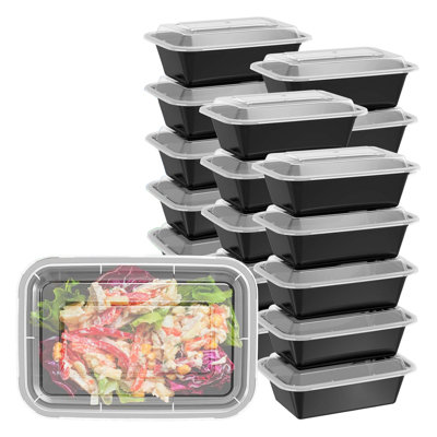 50 Pack (100-Piece) 24 oz Meal Prep Containers - Reusable Leakproof Food Safe - Microwave/Freezer/Dishwasher Safe