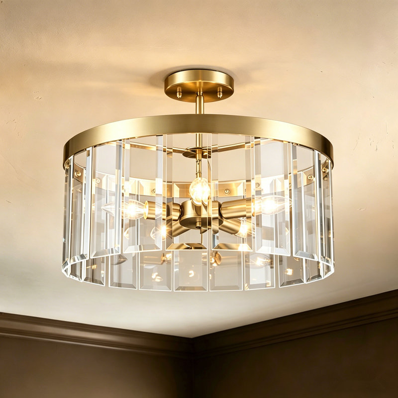 5 - Light Glass Flush Mount Ceiling Light
