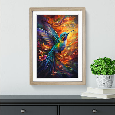 Hummingbird Expressionism - Single Picture Frame Print on Wood