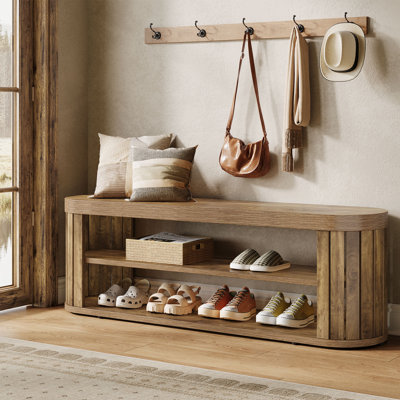 2-Tier Entryway Bench with Shoe Storage