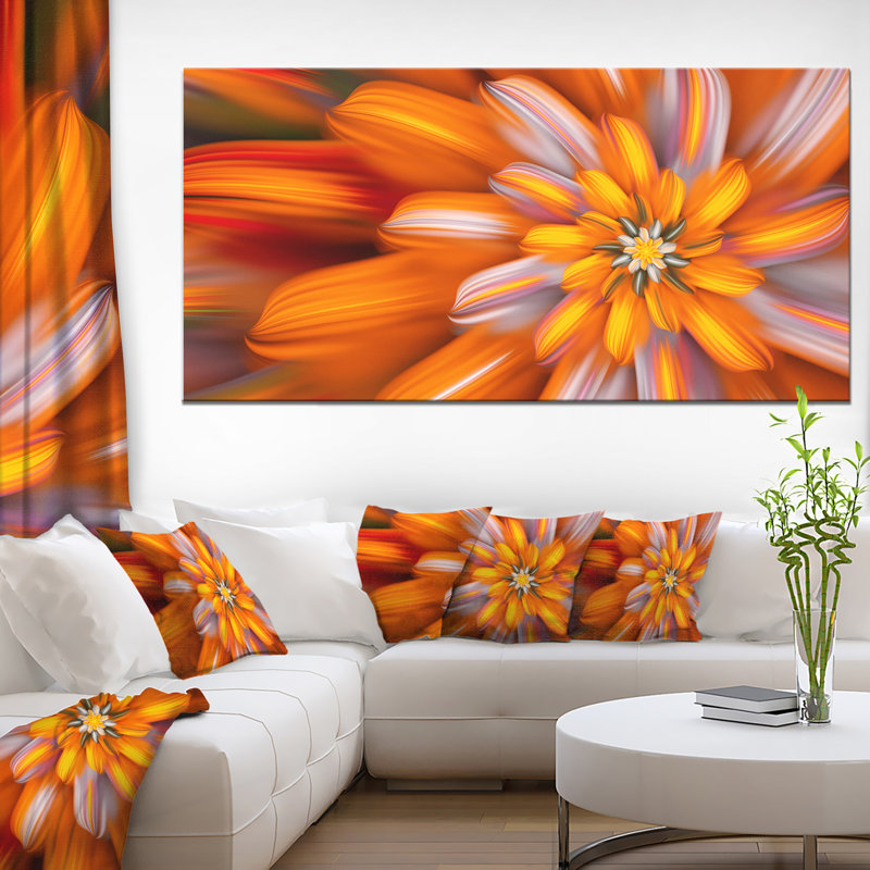Impression sur toile Massive Orange Fractal, H 28 po x l 60 po, Toile tendue