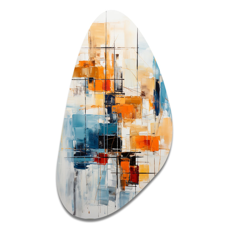 Coloré Mid Century Retro Reflections III - Mid-Century, décoration murale asymétrique moderne en métal, impression d'art moderne de forme unique