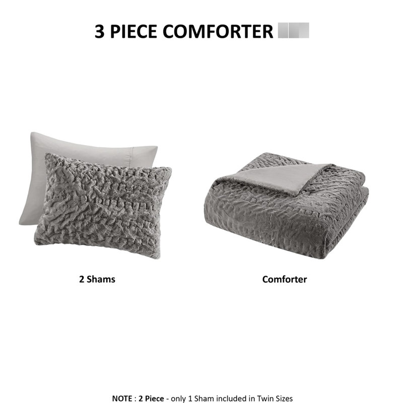 Édredon en fourrure grise avec 2 taies décoratives pour une chambre paisible