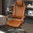 Orange + Silver Hight adjustable Genuine Leather + Faux Leather + Aluminium Alloy Office Chair